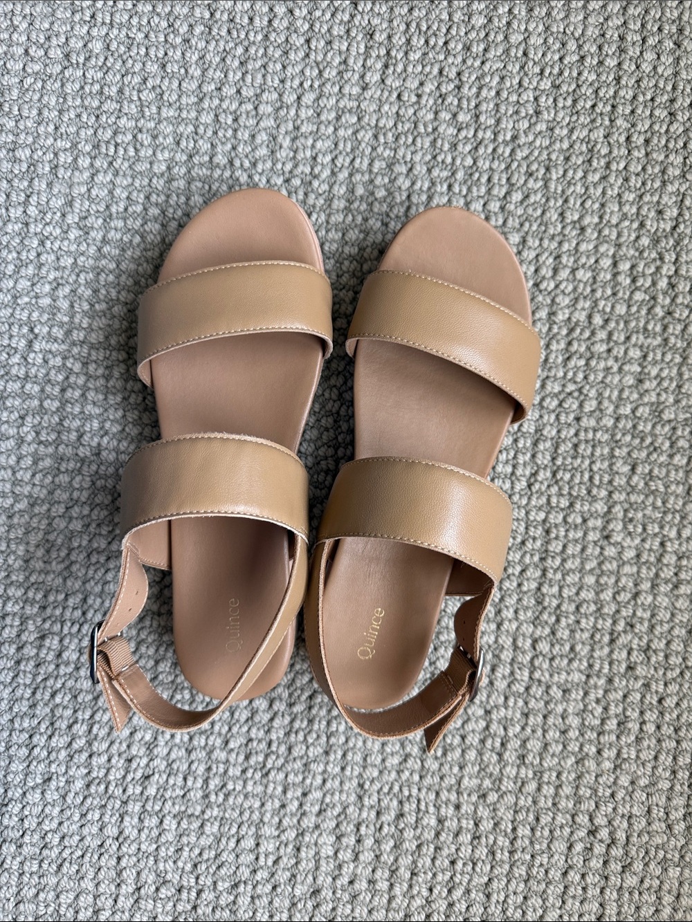 Quince Tan Double-Strap Leather Sandals